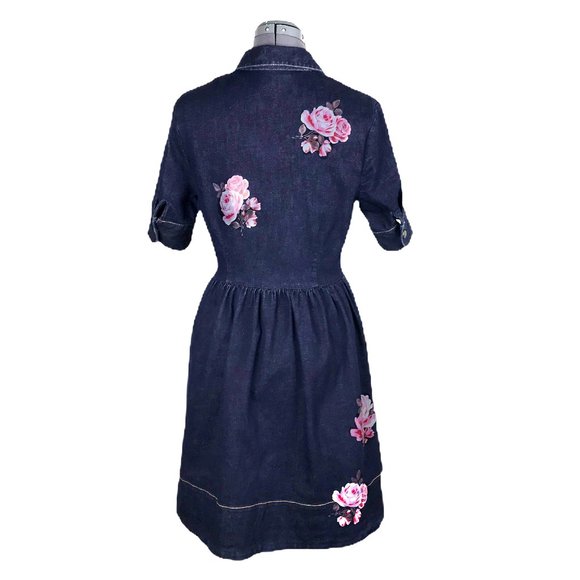 # Kate Spade - Broome Street Denim Rose Dress Sz 6 - Picture 4 of 14